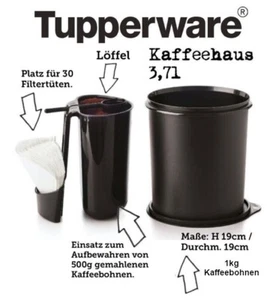 Tupperware cafetera recipiente de café con cuchara recipiente de aroma negro 3,7 l - Imagen 1 de 4