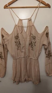 Stunning Gold Embellished Off Shoulder River ISLAND top, RARE. - Picture 1 of 8
