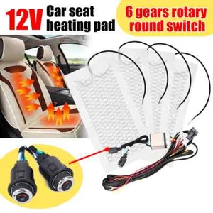 4 Pad 6 Level 2 Seats Car Carbon Fiber Heated Seat Heater Cushion Switch Set 12V - Picture 1 of 14