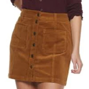 Mudd Skirt Junior 9 Corduroy Button Front Brown Mini Pockets FLX Stretch EUC - Picture 1 of 8
