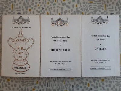Crystal Palace Home Programmes x3 - FA Cup 3rd/4th/5th Round Programmes 1970 - Image 1 of 4