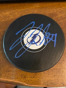 TANNER JEANNOT TAMPA BAY LIGHTNING SIGNED LOGO PUCK JSA COA - Picture 1 of 2
