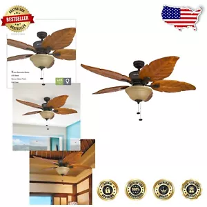Elegant 52 Inch Bronze Ceiling Fan with LED Light - Ideal for -Round Comfort - Picture 1 of 11