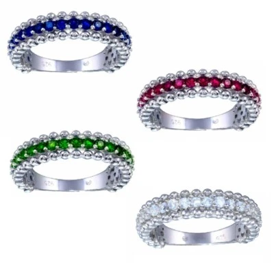 Anello In Argento Sterling Per Donne Con Pietre In Zirconia Cubica Colorata - Immagine 1 di 2