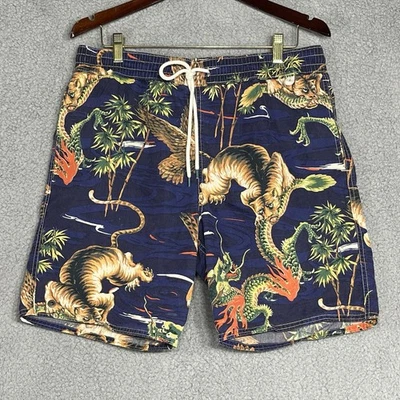 Polo Ralph Lauren Swim Trunks Men's Sz L Mesh Lined Dragon Snake Tiger Tropical - Image 1 of 4