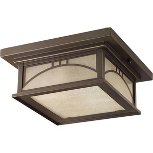 Progress P6055-20, 2-lt square Antique Bronze Ceiling Flush-Mount Light, NIB - Picture 1 of 5