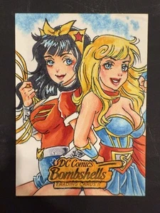 2019 DC Bombshells Sketch Card 1/1 Wonder Woman Supergirl Artist Proof By CRABB - Picture 1 of 3