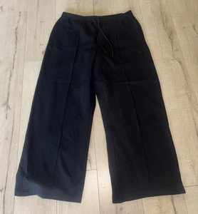 Victorias Secret Large Ivy Fleece Sweatpants Black Wide Leg Pleated PINK XXL NWT - Picture 1 of 5