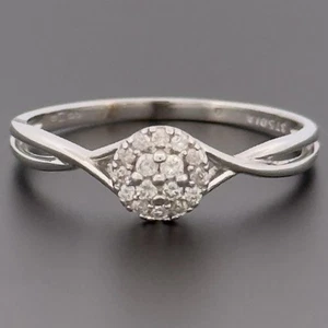 9ct White Gold Diamond Cluster Ring Size N Hallmarked - Picture 1 of 10