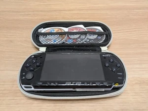 Sony PSP 2003 PlayStation Portable Handheld Console Black With Case & 3 Films - Picture 1 of 14