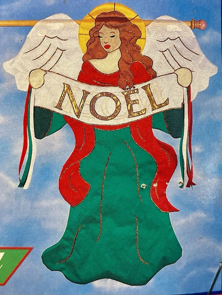 NAVIDAD ÁNGEL NOEL INVIERNO VACACIONES ESCULTURA APLIQUE GRAN PATIO CASA BANDERA NUEVO Foto 1 de 1