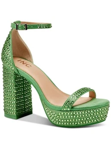 INC Womens Green 1-1/2" Platform Shea Toe Block Heel Heeled Sandal 11 M - Picture 1 of 11