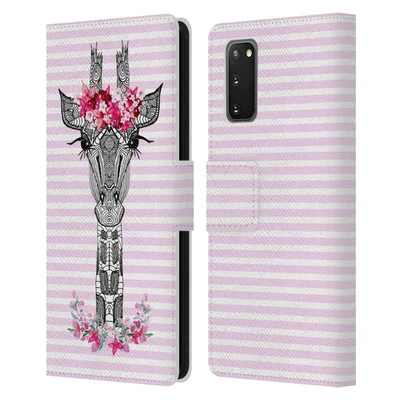 MONIKA STRIGEL FLOWER GIRAFFE AND STRIPES LEATHER BOOK CASE FOR SAMSUNG PHONES 1 - Image 1 of 4