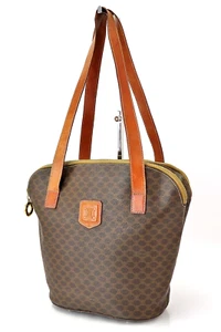 Auth CELINE Brown Macadam PVC Canvas & Leather Shoulder Bag Purse #60558 - Picture 1 of 15