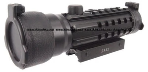 Airsoft Tactical 2x42mm Tri-Rail Red Green Dot Rifle Sight Scope side Rails - Picture 1 of 1