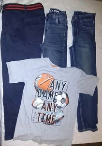Boys Clothes - Size 12 - Lot Of 4 - Dress Pants W/ Belt, Jeans, T-Shirt - IZOD - Picture 1 of 8