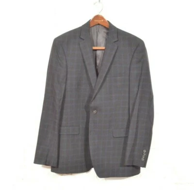Ralph Lauren 42L Gray Windowpane Slim Fit Elbow Patch 2 Button Blazer - Image 1 of 4