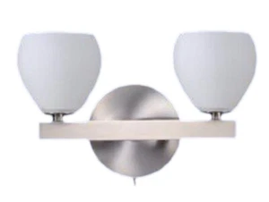 Lámpara de pared alemana níquel mate metal vidrio interruptor basculante 2 vidrio llamativo - Imagen 1 de 1