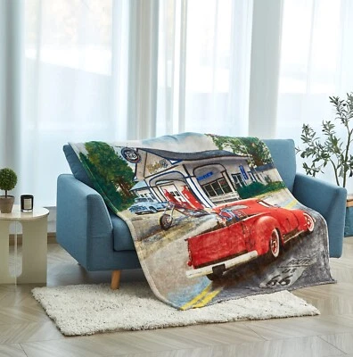 Regal Comfort - Route 66 - Faux Fur Printed Throw Blanket 50"x60" - Image 1 of 4
