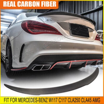 REAL Carbon Rear Trunk Lip Spoiler For Mercedes-Benz W117 C117 CLA250 CLA45   - Imagem 1 de 4