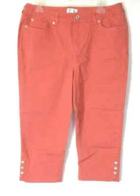 Denim & Co. Tulip Dobladillo a Presión Denim Capri-Coral-Reg 14-NUEVO-A379953 Foto 1 de 2