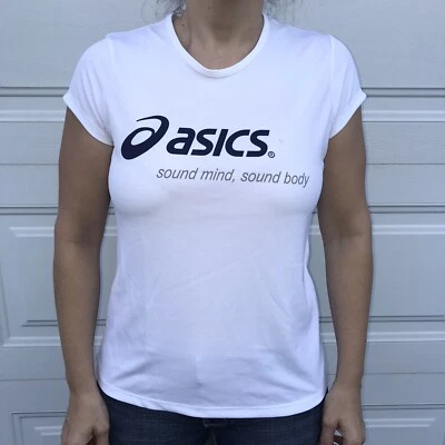 Camisa ASICS básica AZUL MARINO logo correr BLANCA sonido mente sonido cuerpo MEDIANO poliéster Foto 1 de 4