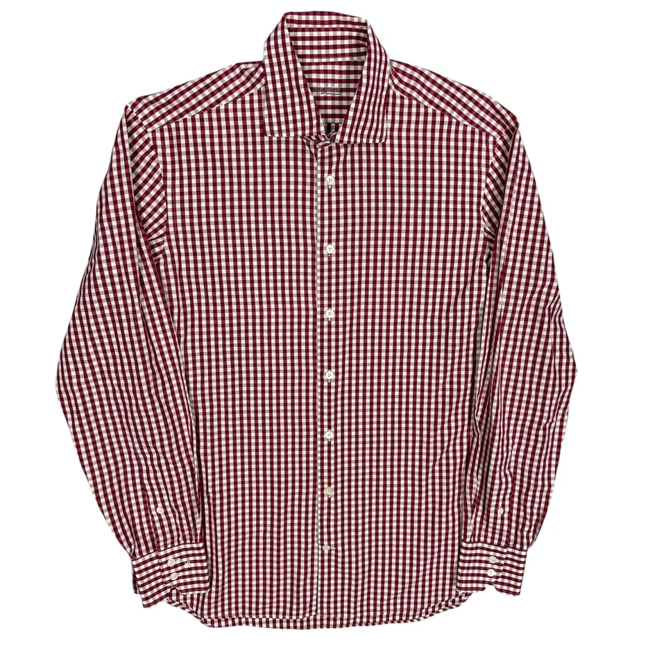 Van Laack Dress Shirt Red White Check Long Sleeve Button Up Cotton Large - Image 1 of 4
