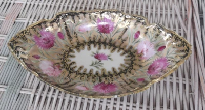 Meiji Period Japanese Satsuma Candy Dish or Small Bowl - Pink Chrysanthemums - Image 1 of 4