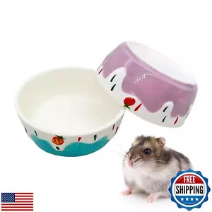 2 Pack Hamster Food Bowl,Small Animals Ceramic Food Water Bowl Prevent Tippin - Picture 1 of 5