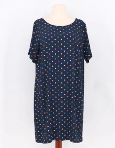 J.JILL Multi Color Polka Dot Roundneck Short Sleeve Navy Dress Size 20 - Picture 1 of 6