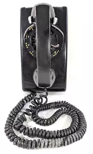 Bell System Western Electric Black Rotary Wall Phone 554 Vintage Black PAINTED - Picture 1 of 14