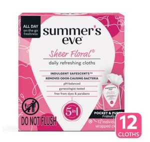 Toallitas femeninas de víspera de verano 5-1 paños refrescantes diarios florales transparentes - 12 unidades - Imagen 1 de 4