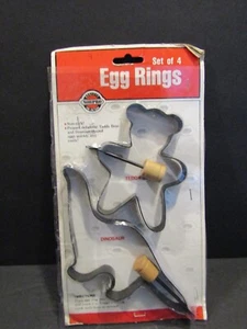 NORPRO Set of 4 Different Shape Pancake / Egg Rings BEAR Dinosaur HEART Round - Picture 1 of 6