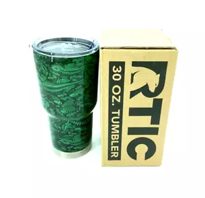 30 oz Hydro Dipped RTIC tumbler in Synergy green Reaper H20 fish bones - Picture 1 of 4