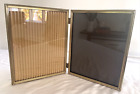  Bi-fold Gold Tone Brass Metal Double Hinge 8x10 Photo Picture Frame Vintage