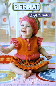 Baby Knitting Crochet Bernat PATTERNS It's a Girl Dresses Cardigans Sweaters - Picture 1 of 8