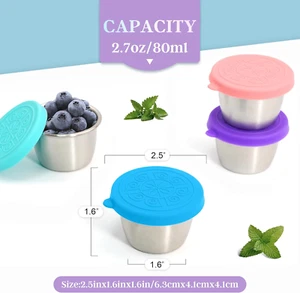 6X2.7 Oz Salad Dressing Container to Go,Handy Leakproof Stainless Steel Meal ... - Picture 1 of 12