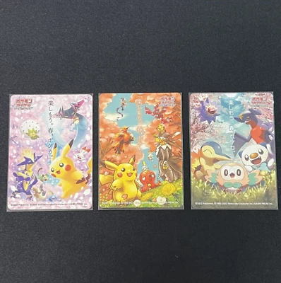 3set Pikachu Spring Sticker Card Let's Have Fun Japanese Pokemon Promo 2020~2022 - Image 1 of 4
