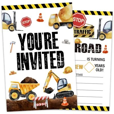 Tarjeta de invitación de cumpleaños de construcción para niños camión volquete fiesta de cumpleaños Invi... Foto 1 de 4