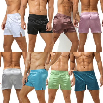 Conjunto de pijama masculino roupões de dormir noite seda cetim camisola roupão de banho shorts roupa para casa - Imagem 1 de 4