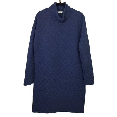 Vestido Orvis Acolchado Cuello Simulado Bolsillo Lateral Manga Larga Ropa de Salón Cómodo Azul S Foto 1 de 4