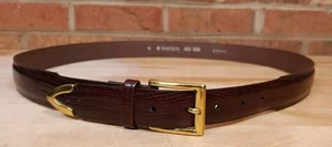 FootJoy Leather Lizard Belt Golf Brown Leather 69694 Gold Hardware Size 44 - Picture 1 of 7