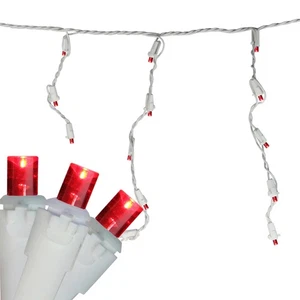 Northlight 100 Count Red LED Wide Angle Icicle Christmas Lights, White Wire - Picture 1 of 3