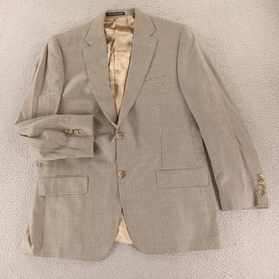 Chaqueta S Cohen M 42R Beige Azul Pata de Gallo Cuadros Bambú Lana Blazer Abrigo Deportivo Foto 1 de 4