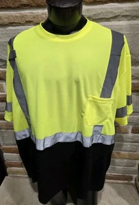 TCCFCCT Hi Vis 2 Tone Reflective Short Sleeve Safety Work T Shirt ANSI. Size 4XL - Picture 1 of 6