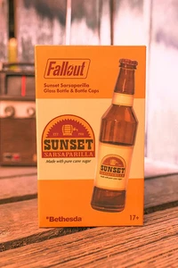 Fallout Sunset Sarsaparilla Glasflasche New Vegas mit 10 Kronkorken Nuka Cola - Bild 1 von 9