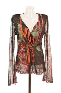 Marc Aurel Vintage Y2K Mesh All-Print Full-Print Top Blouse Gaultier Size 38 - Bild 1 von 7