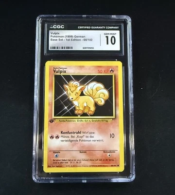 1999 Pokemon GERMAN 1st Edition Base Set Vulpix 68/102  CGC-Gem Mint 10 - Image 1 of 2