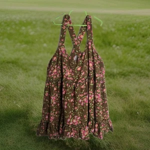 Matilda Jane On A Whim Tank Top Ruffle Hem Brown Floral 27637T Girls Large  - Picture 1 of 9