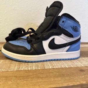 Nike Air Jordan 1 Mid FD1412-400 Sneakers Youth Size 2Y Blue Black White Retro - Picture 1 of 13